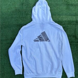 Adidas White Zip-Up Hoodie with Black Emblem